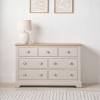 Fairford Parchment White Pine and Oak Wood 7 Drawer Unit