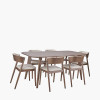 Elias Dark Ash Wood Retro Dining Table and 6 Chairs