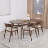 Elias Dark Ash Wood Retro Dining Table and 6 Chairs