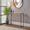 Kalani White Marble and Black Metal Rectangular Console Table