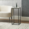 Kalani White Marble and Black Metal Tall Square Side Table