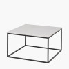 Kalani White Marble and Black Metal Square Coffee Table