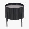 Henderson Black Wood and Black Metal Storage Side Table