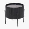 Henderson Black Wood and Black Metal Storage Side Table