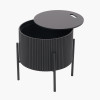 Henderson Black Wood and Black Metal Storage Side Table