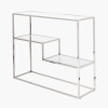 Aleandra Clear Glass and Silver Metal Console Table