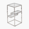 Aleandra Clear Glass and Silver Metal Side Table