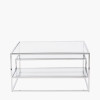 Aleandra Clear Glass and Silver Metal Coffee Table