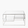 Aleandra Clear Glass and Silver Metal Coffee Table