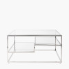 Aleandra Clear Glass and Silver Metal Coffee Table