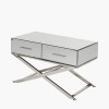 Rocco Mirrored Glass and Silver Metal Coffee Table