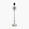 Trafalgar Nickel Metal Palm Tree Table Lamp Base with Henry 35cm Grey Handloom Cylinder Lampshade