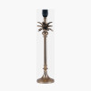 Trafalgar Gold Metal Palm Tree Table Lamp Base with Henry 35cm White Handloom Cylinder Lampshade