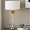 Trafalgar Gold Metal Palm Tree Table Lamp Base with Henry 35cm White Handloom Cylinder Lampshade