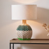 Brera Rattan Small Table Lamp Emerald