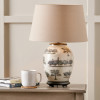 Guinea Fowl Medium Glass Table Lamp Base with Winston 35cm Taupe Handloom Tapered Lampshade