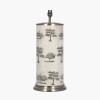 Guinea Foul Large Cylinder Glass Table Lamp Base with Henry 40cm Taupe Handloom Cylinder Lampshade