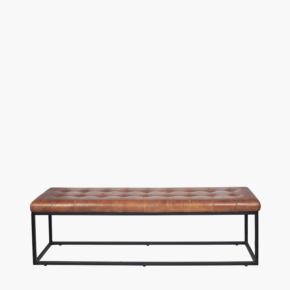 Lorilee genuine shop leather bench