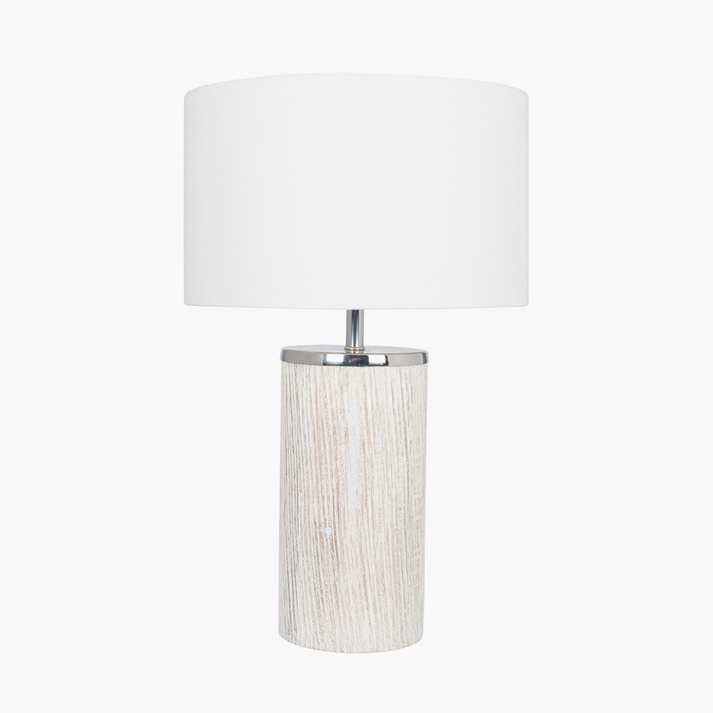 white washed wood table lamp