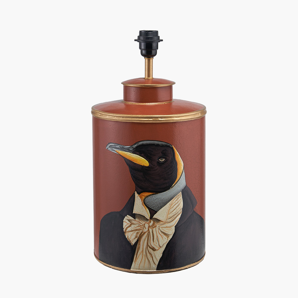 Penguin Tobacco Hand Painted Metal Table Lamp - Picture 1 of 1